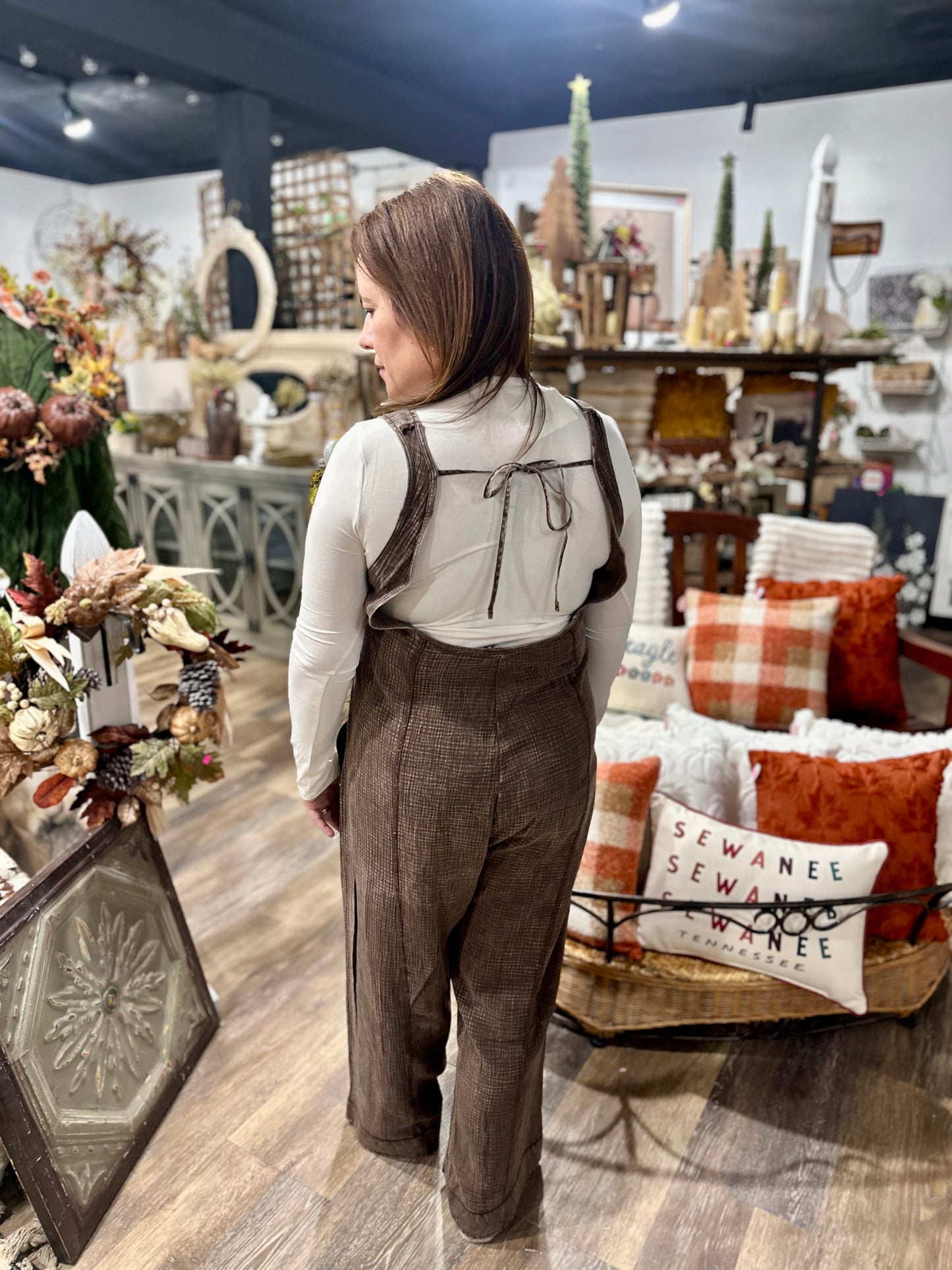 Double Gauze Washed Wide Leg Overalls