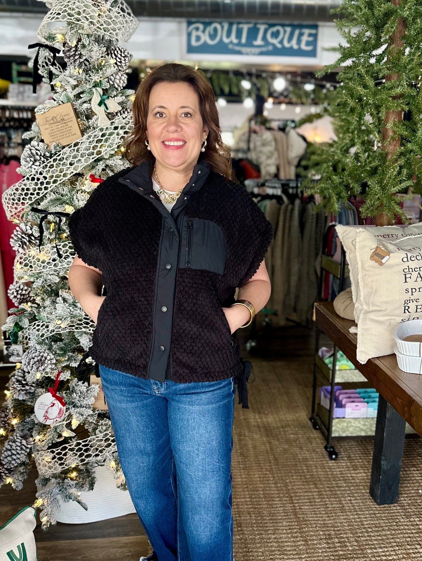 Soft Textured Woven Vest W/ Side Tie