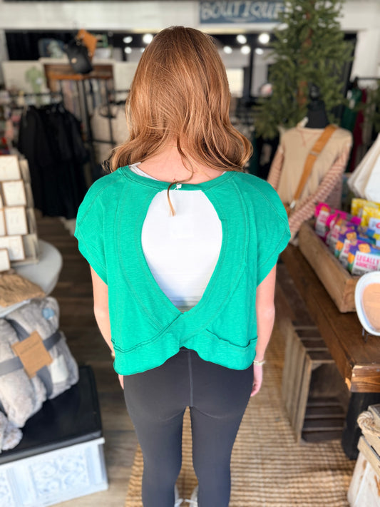 Cotton Slub Open Back Top