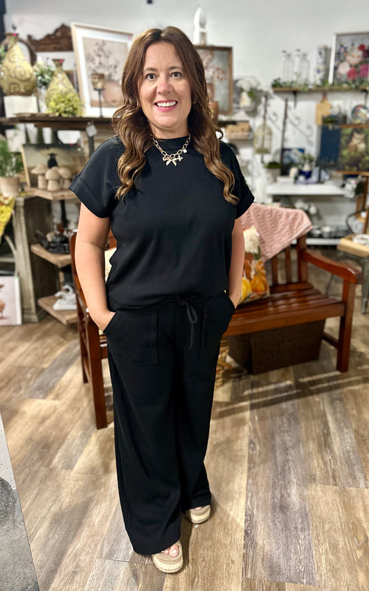 Ribbed Short Sleeve Tee & Pants Set