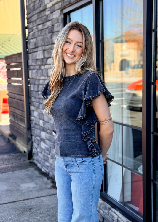 Mineral Ruffle Sleeve Top