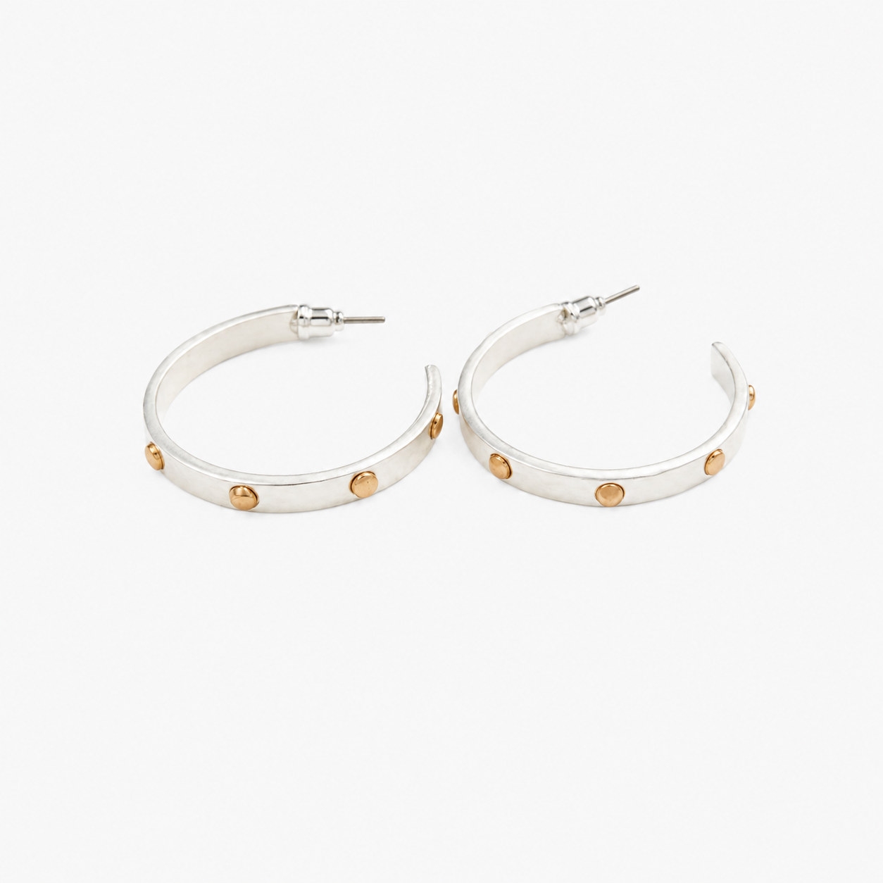 Silver Hoop with Gold Stud Earrings