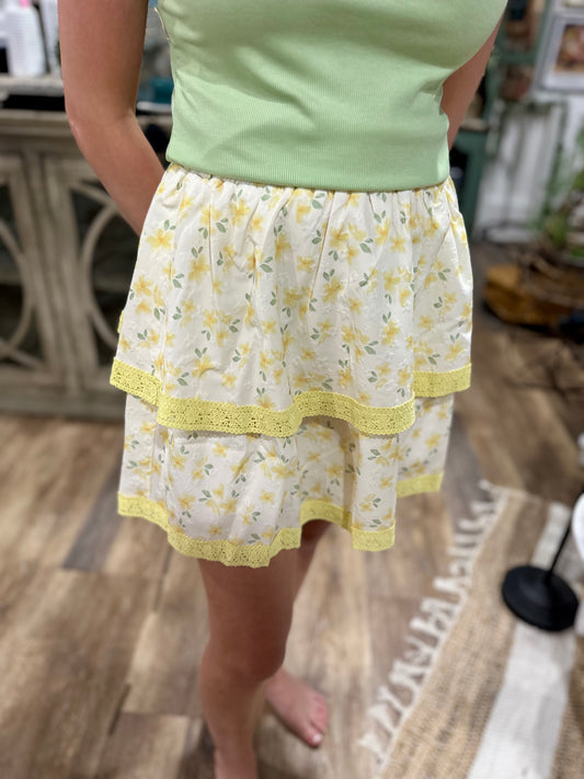 Floral Layered Mini Skirt