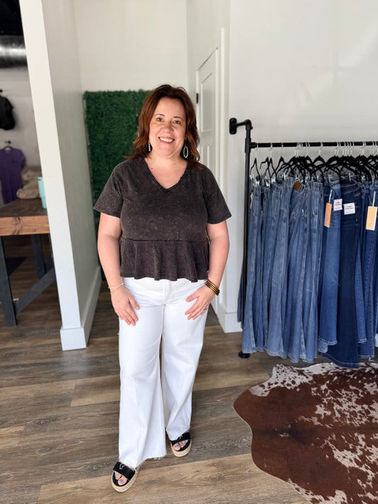 Lace Trim Babydoll Top