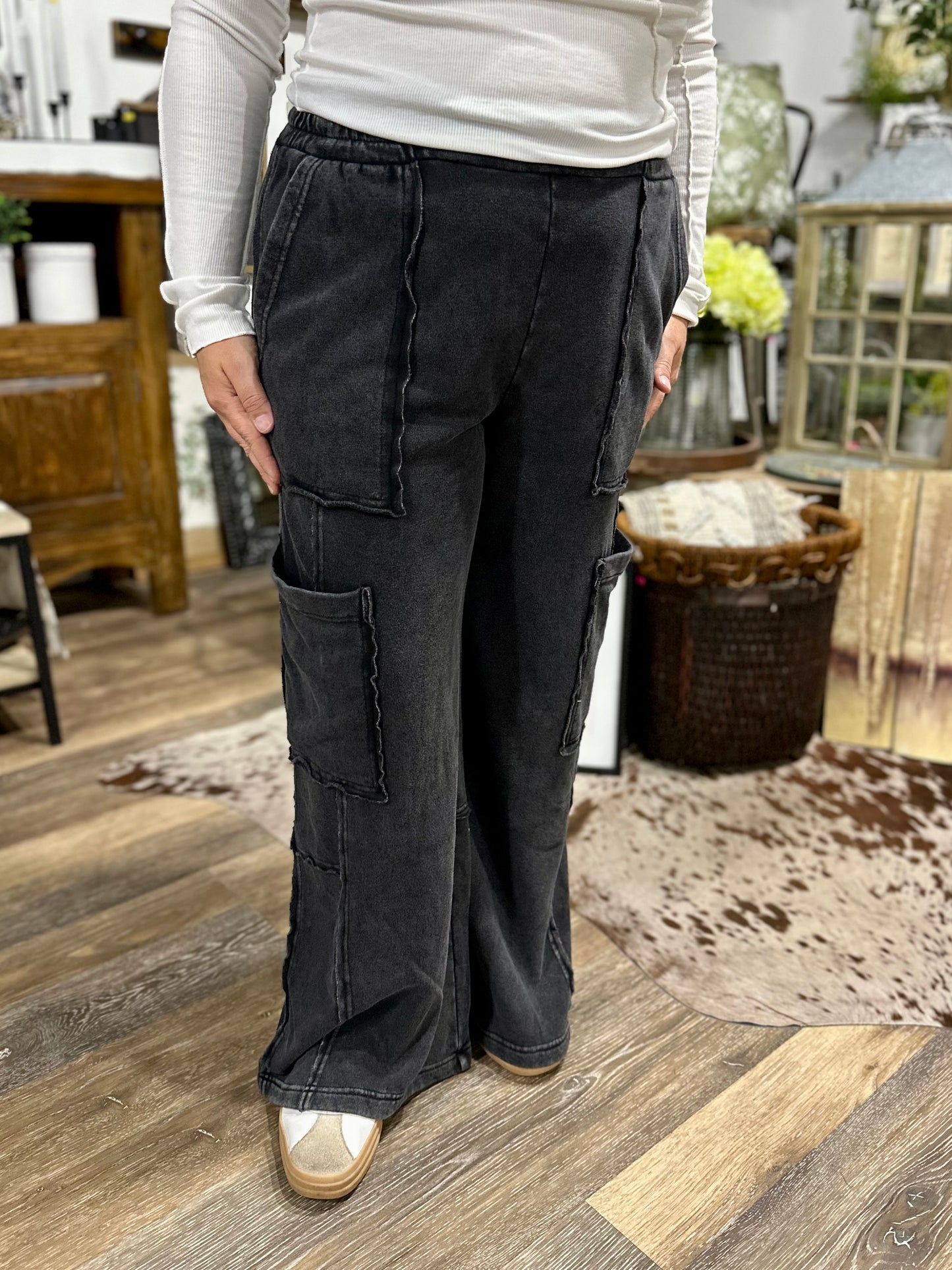 Mineral Washed Oversized Utility Pants