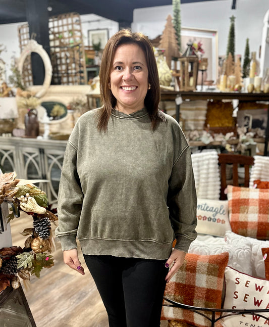 Acid Washed Oversized Fleece Pullover