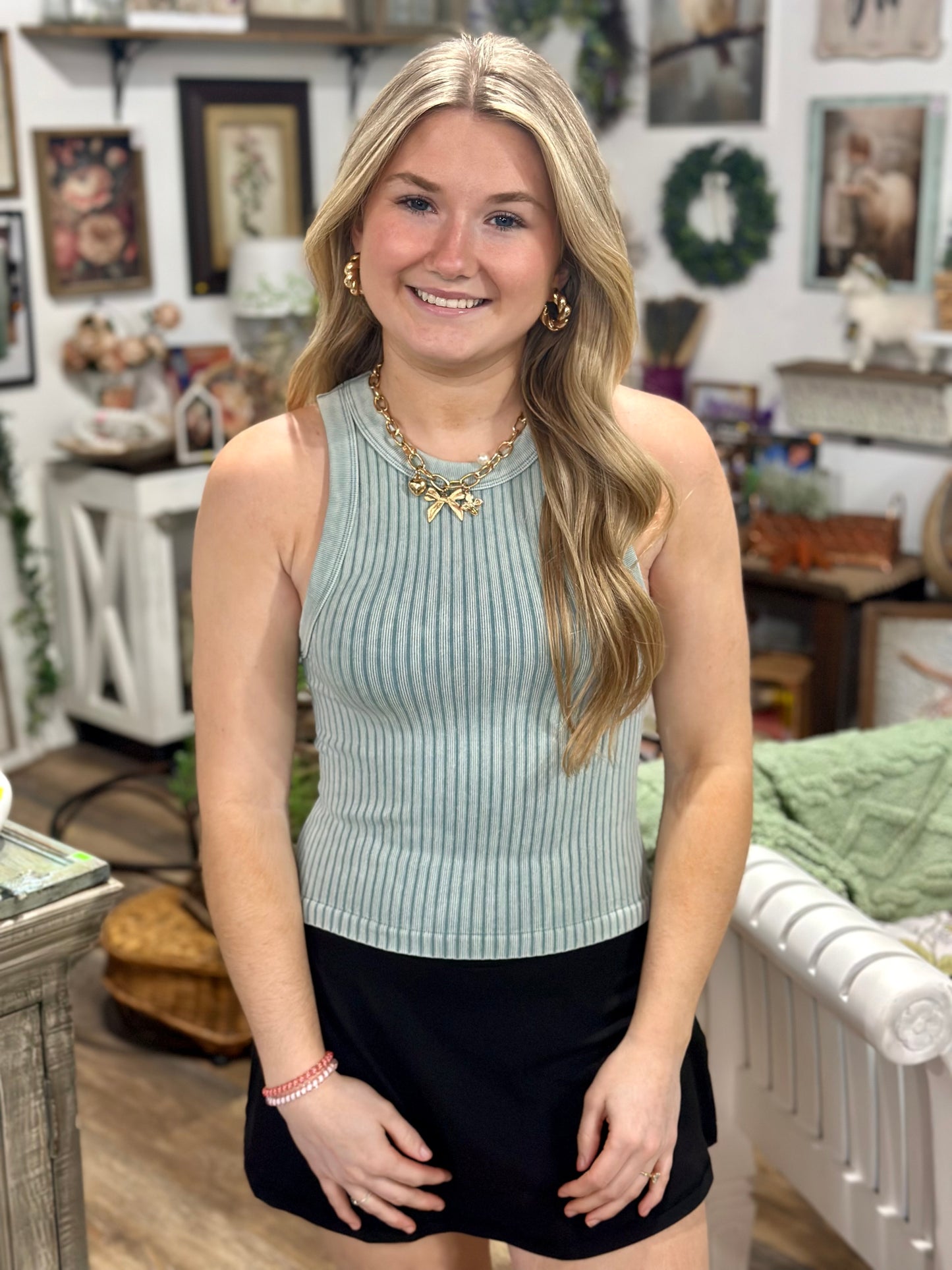 Ribbed Washed Seamless Tank Top