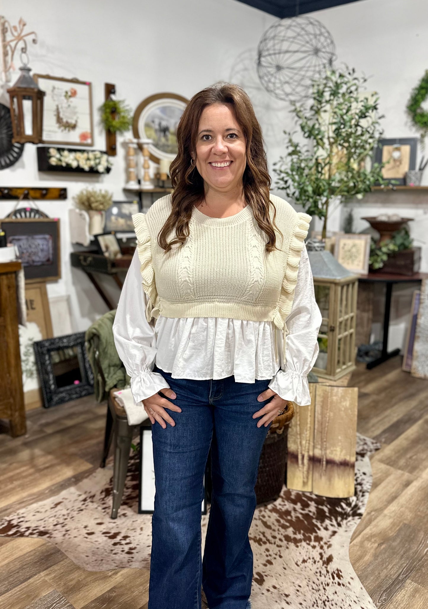 Knitted Vest And Blouse