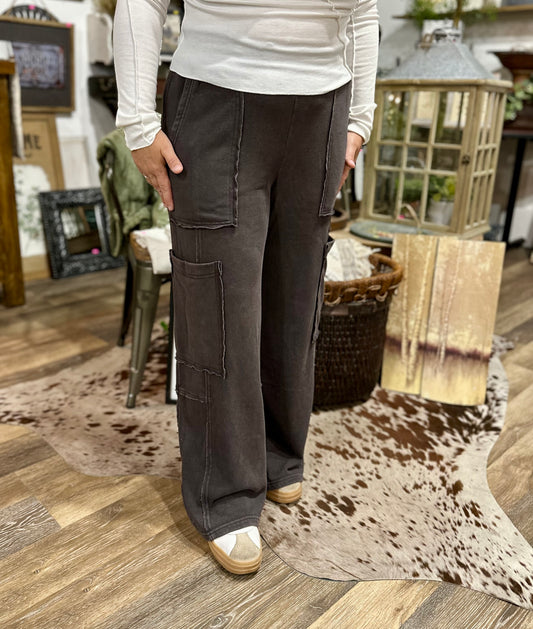 Mineral Washed Oversized Utility Pants