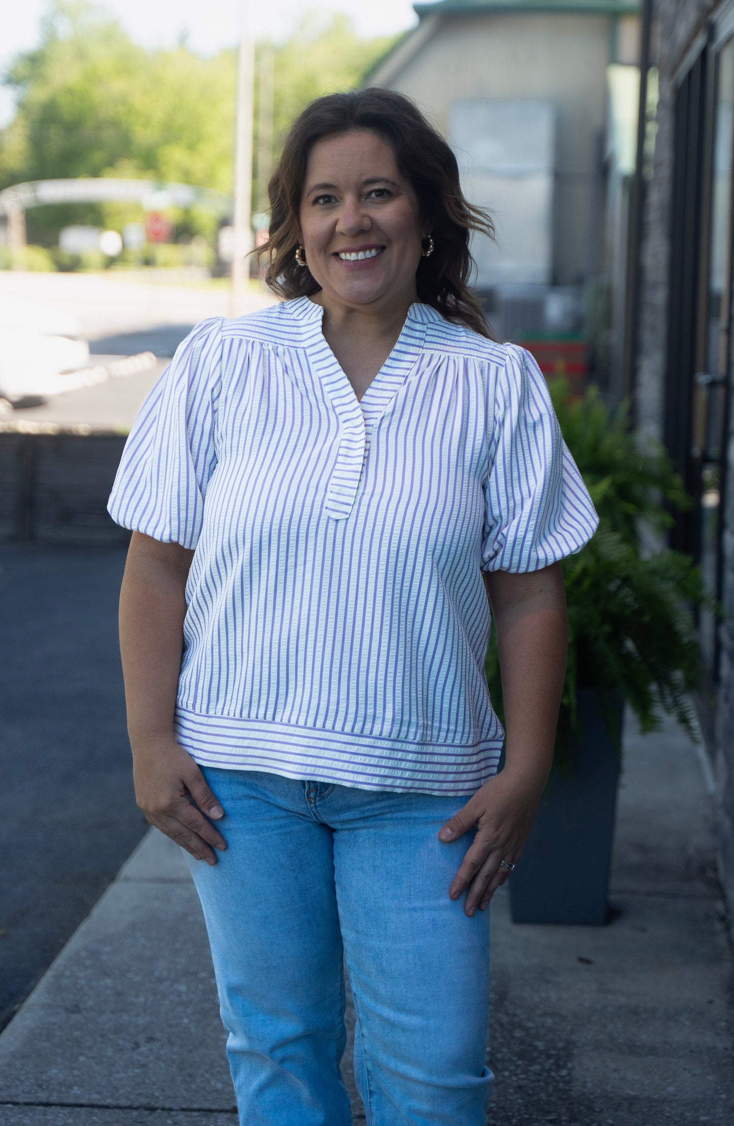 Verticle Bubble Sleeve Top