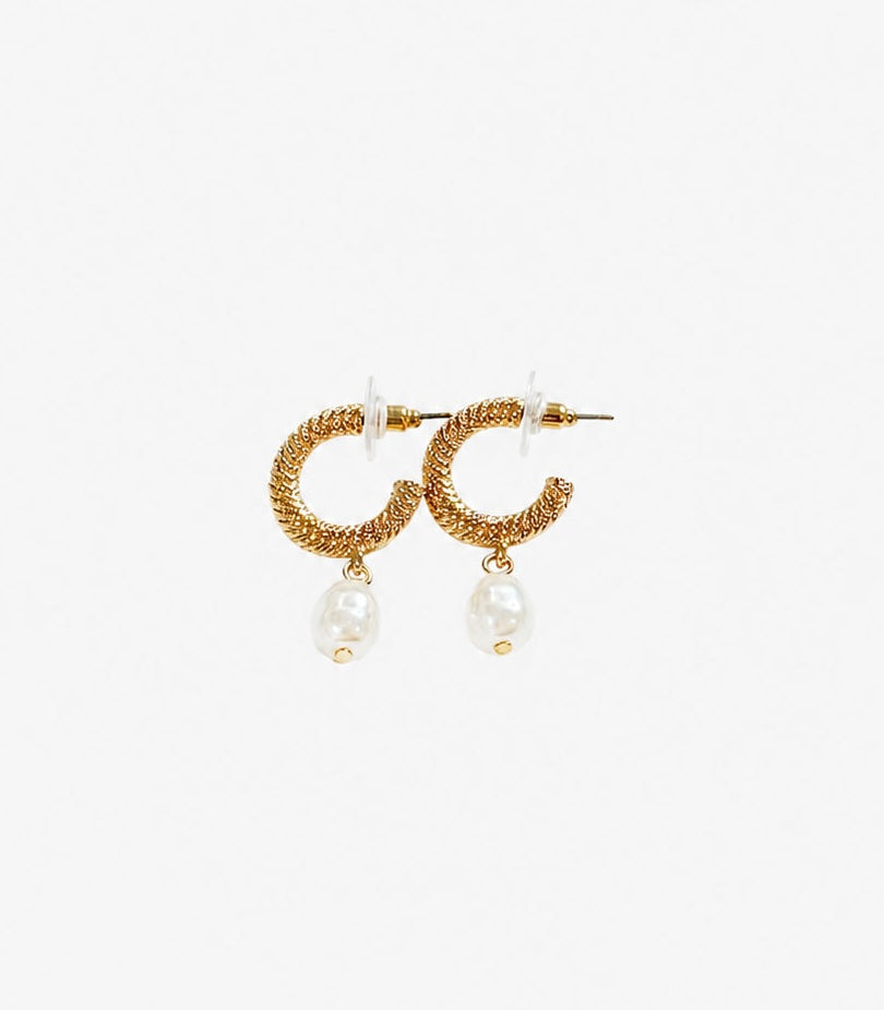 Pearl Dangle Hoop Earring