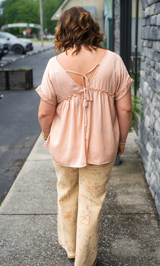 Pin Tuck Detail Babydoll Blouse