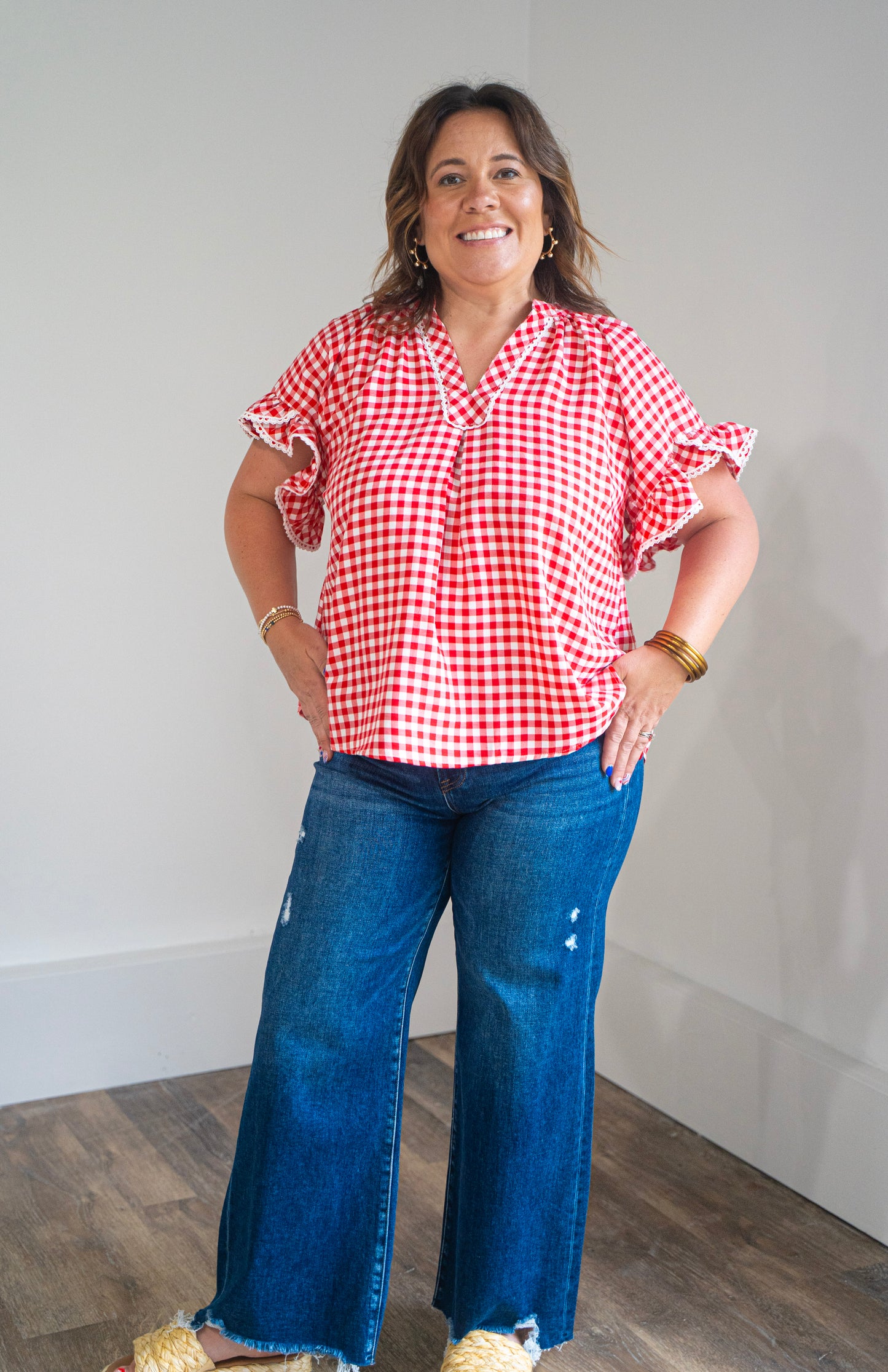 Cherry Picnic Ruffle Top