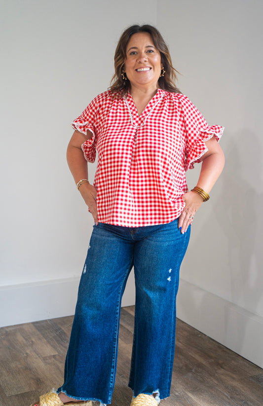 Cherry Picnic Ruffle Top
