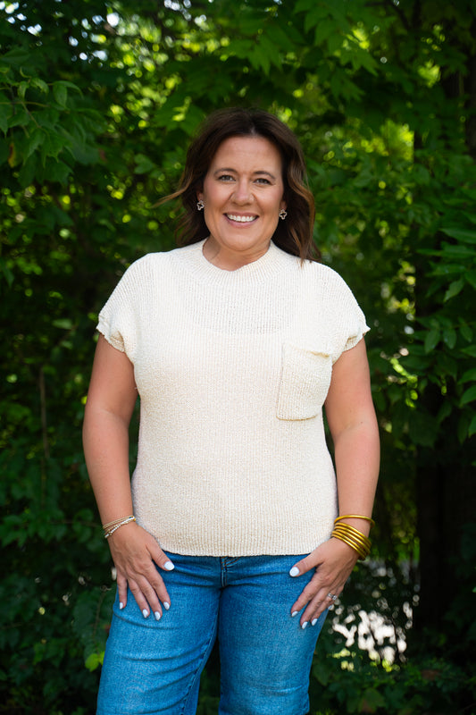 short sleeve sweater top, transition