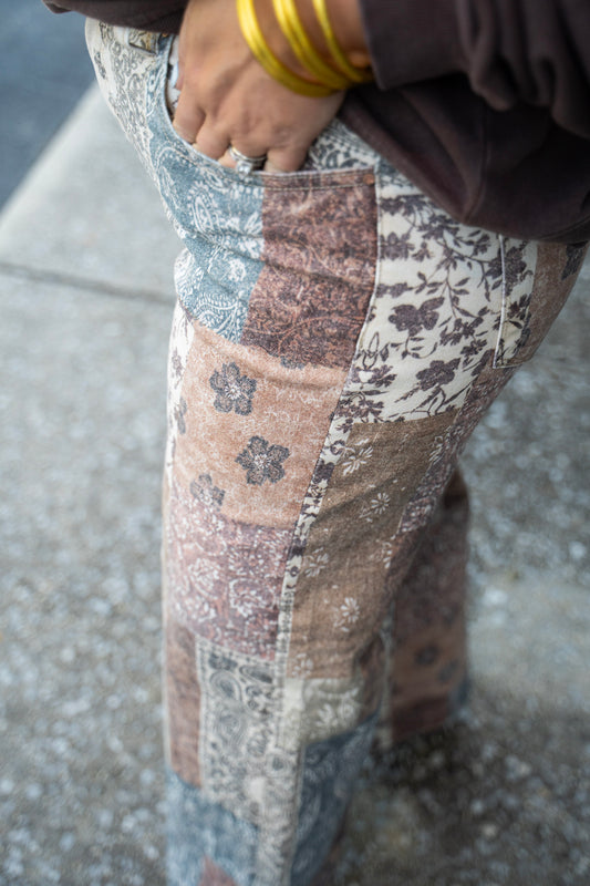 Earth Block Wide Leg Pants