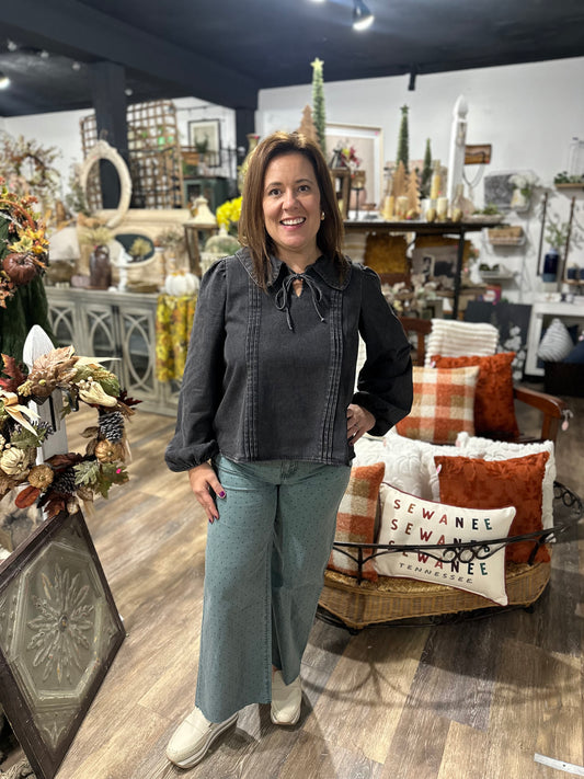 Polkadot Printed Twill Pants