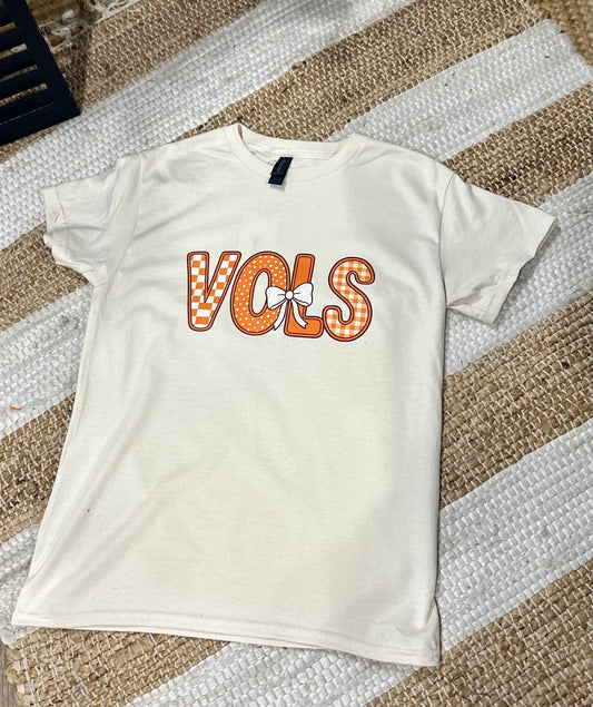 Vols Cream Bow Tee