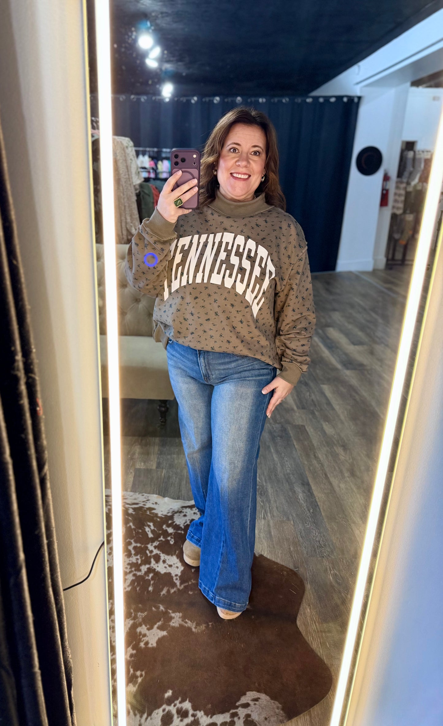 Olive Floral TN Mock Neck