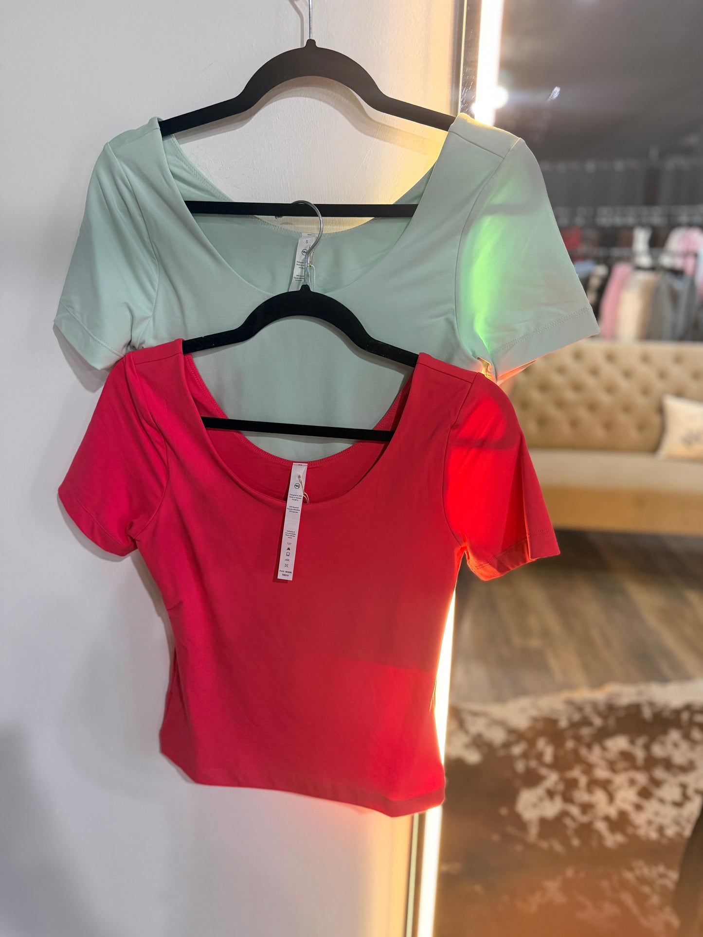 Recycled Butter Round Neck Short Sleeve Top