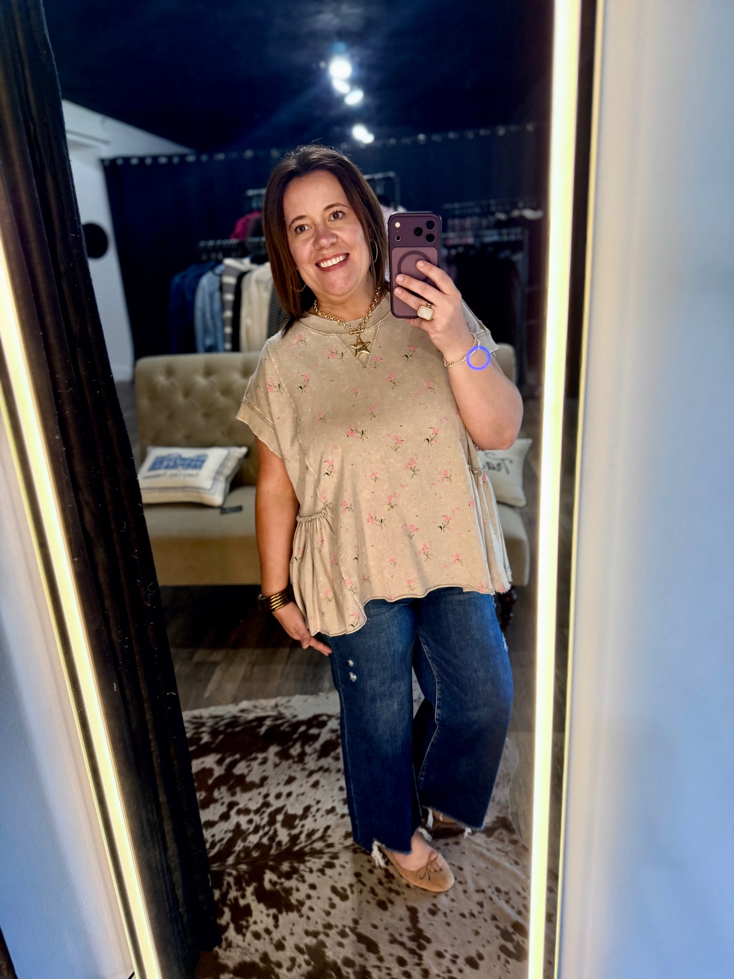 Terry Washed Floral Tunic