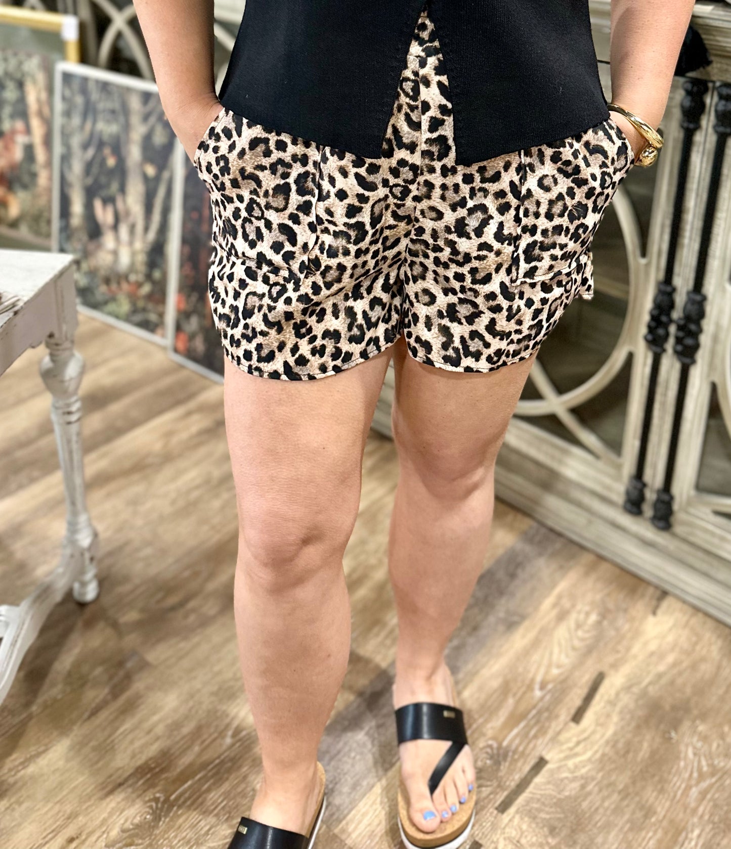 animal print leopard shorts