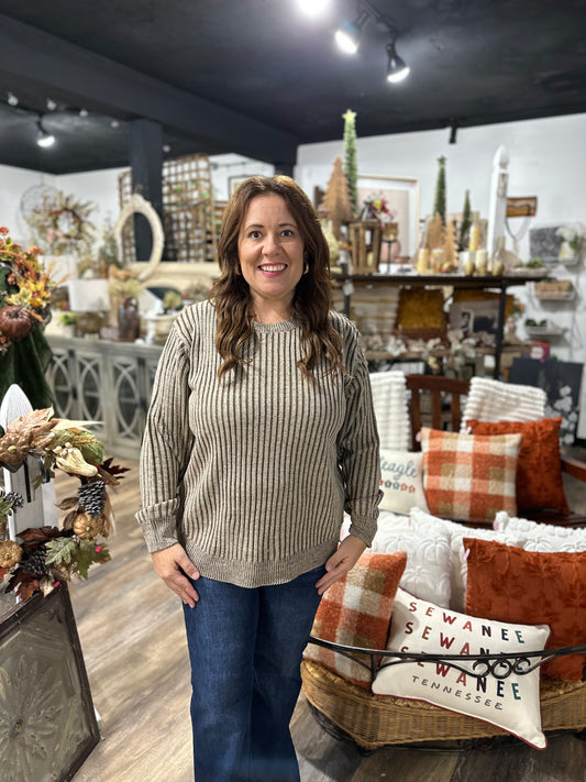 Two toned sweater brown