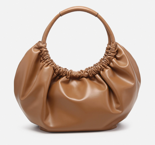 Lena Ruched Shoulder Bag w/ Round Handle