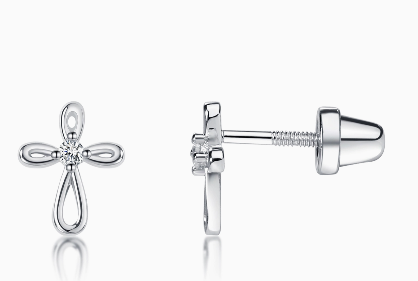 Sterling Silver Infinity Cross Baptism Earrings