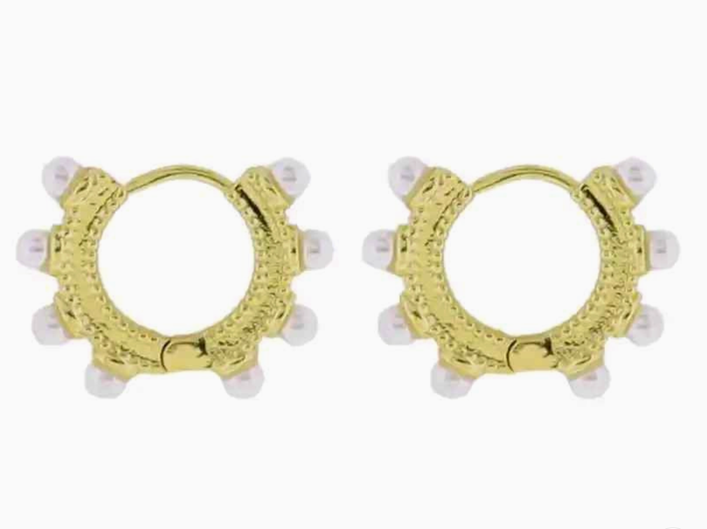 Gold Huggie Earring with Pearls