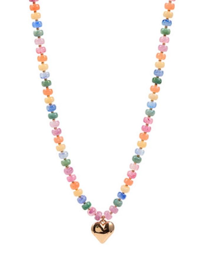 Heart Pendant Multi Colored Necklace