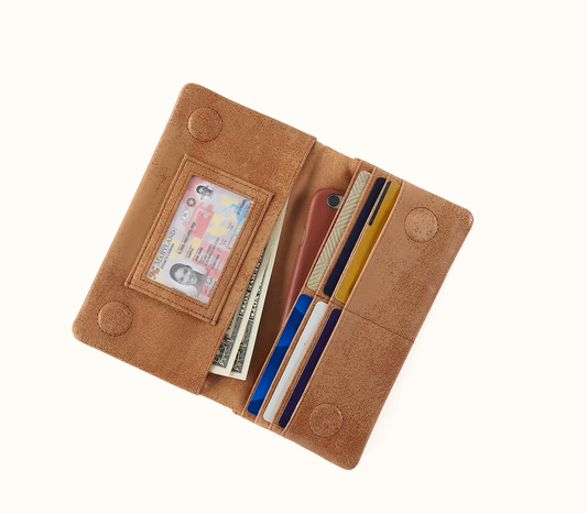 Lumen Continental Wallet in Buffed Leather Whiskey by Hobo