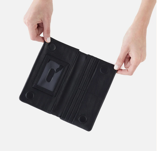 Lumen Continental Wallet In Pebbled Leather-Black by Hobo