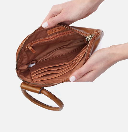 Sable Wristlet In Polished Truffle Leather by Hobo