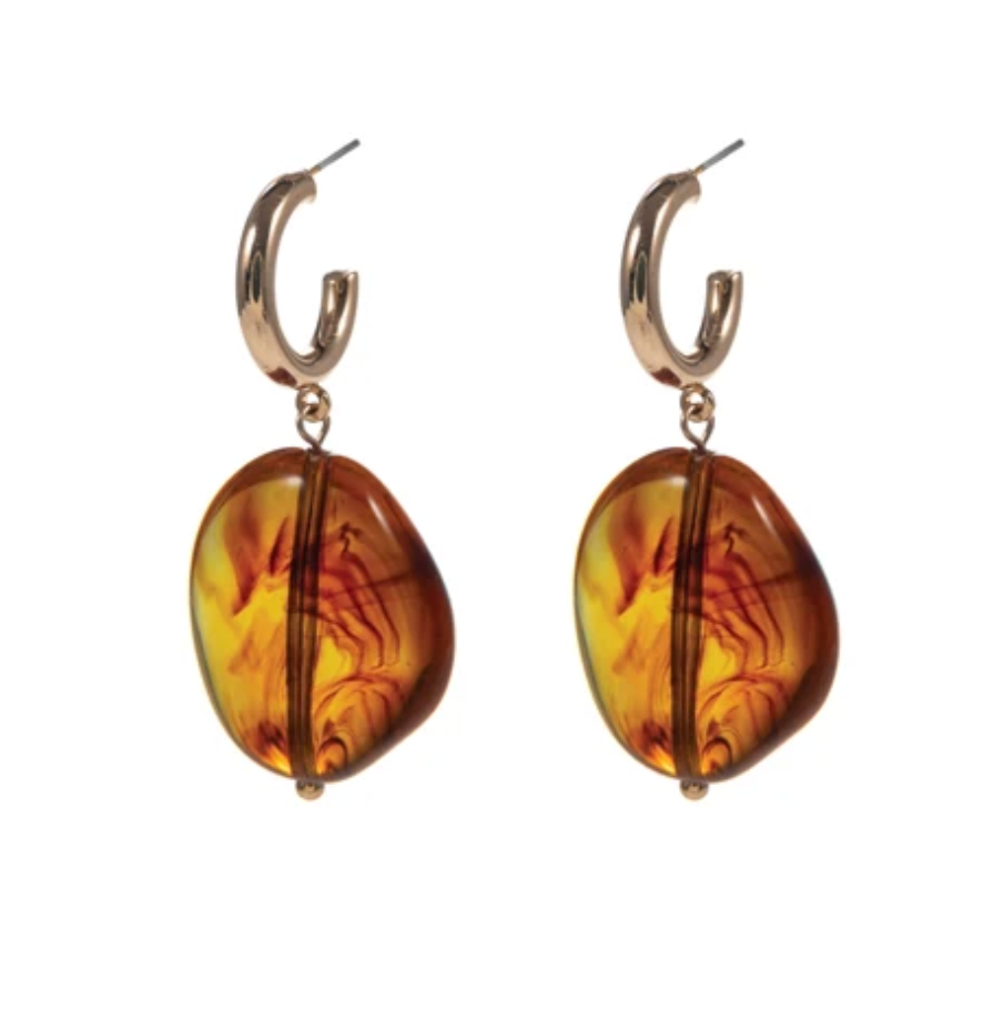 Brown Stone Hoop Earring