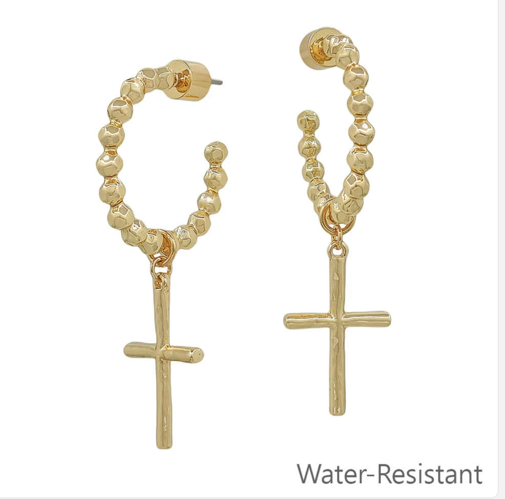 Ball Cross Charm Earring