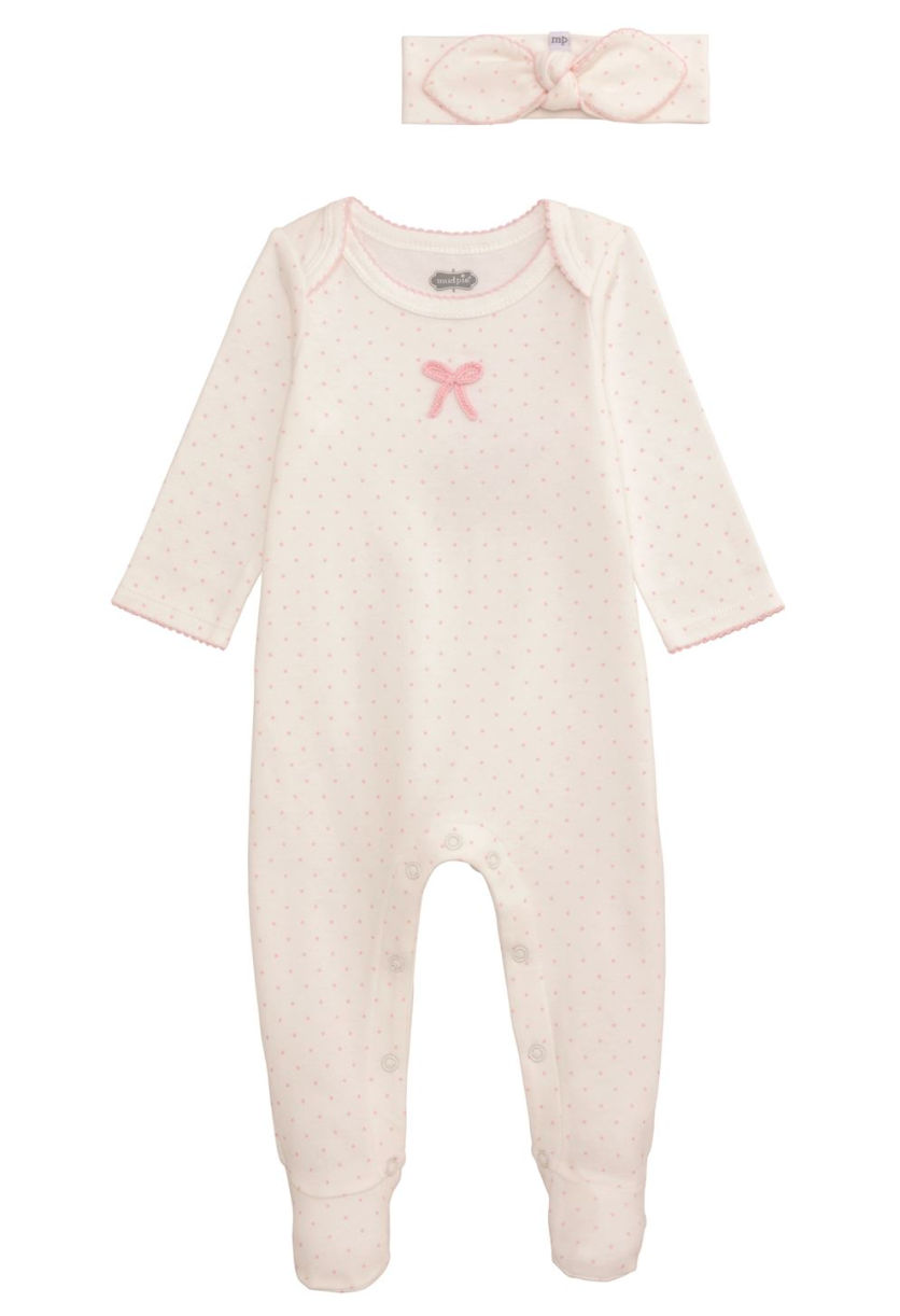 Dot Bow Sleeper & Headband Set