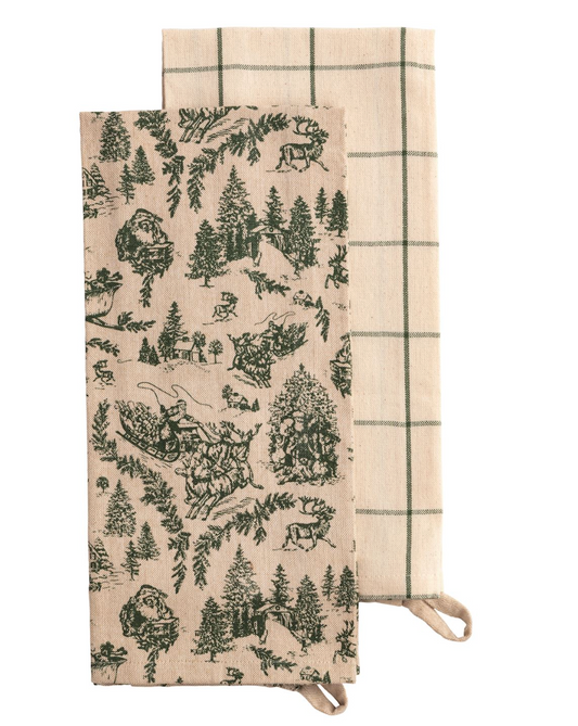 White Christmas Chambray Towel Sets