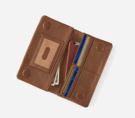Lumen Continental Wallet in Pebbled Leather-Timber Brown by Hobo