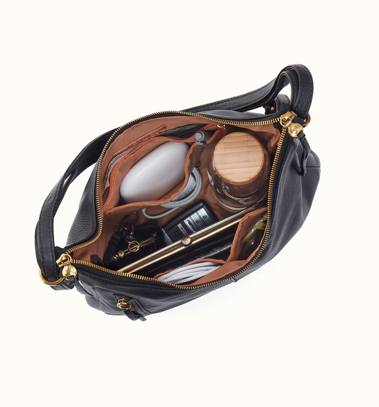 Merrin Convertible Backpack In Black Pebbled Leather by Hobo