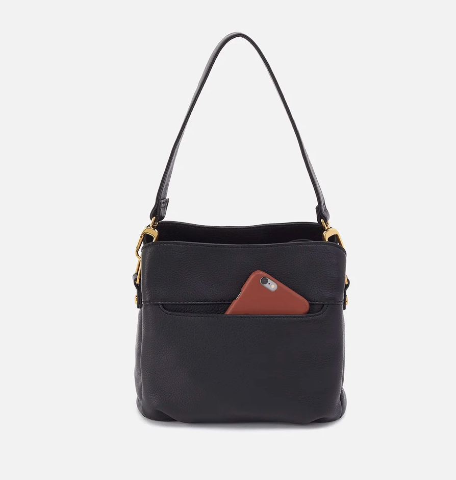Starr Convertible Shoulder Bag in Pebbled Black by Hobo
