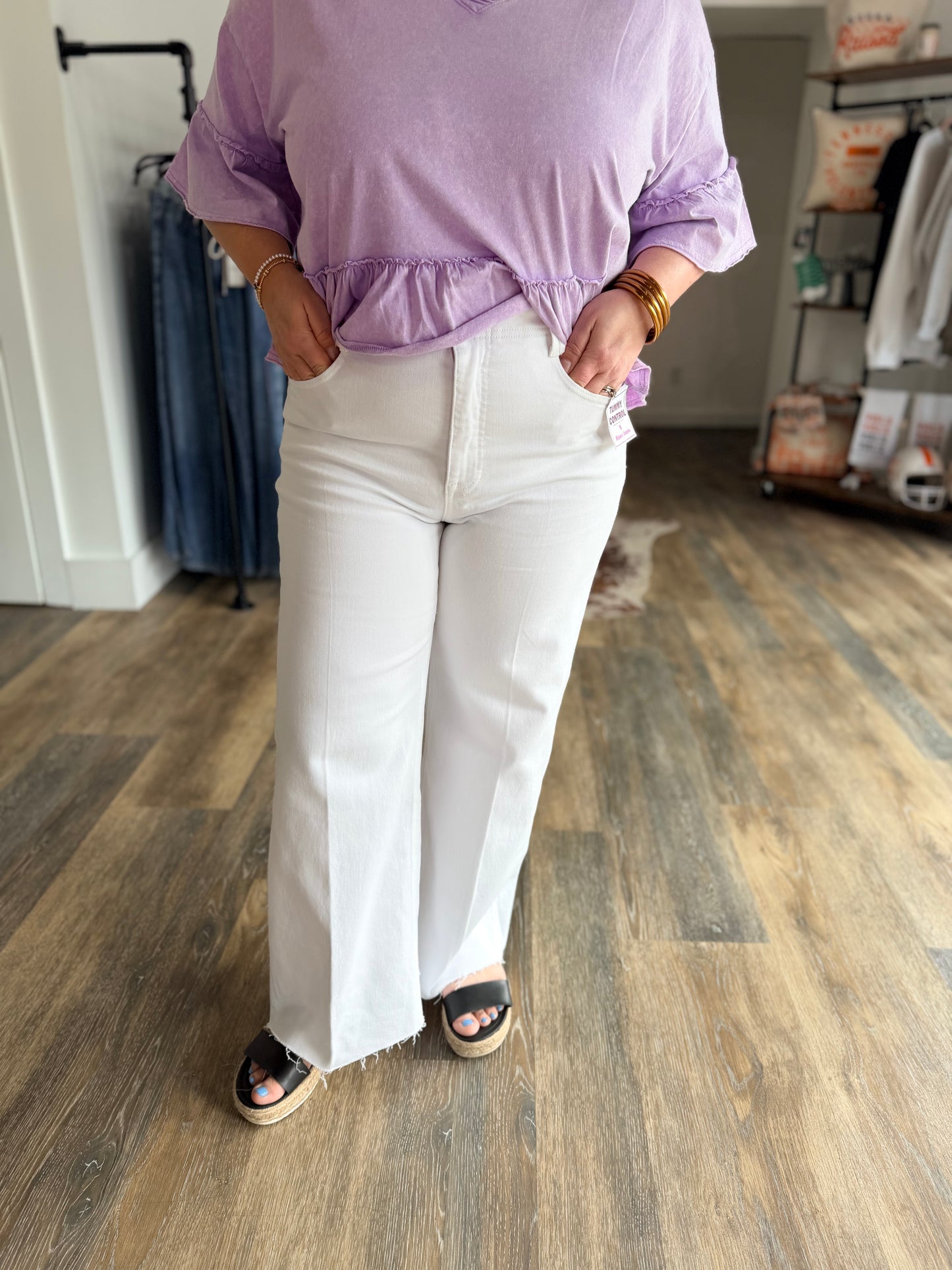 Tummy Control White Denim Jeans