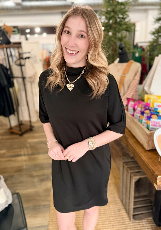 Mock Neck Mini Dress