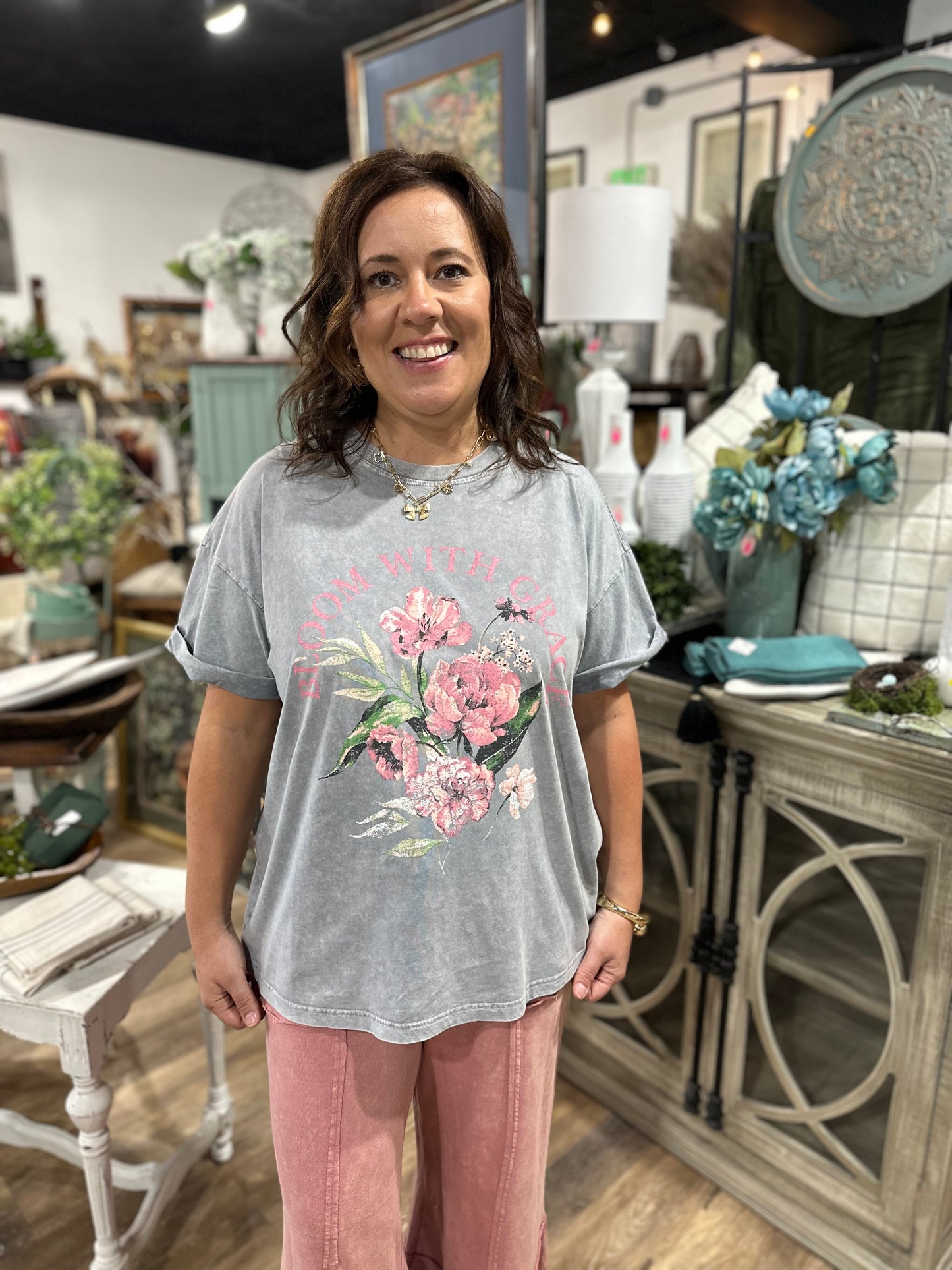 Bloom With Grace Flower Vintage Graphic Tee