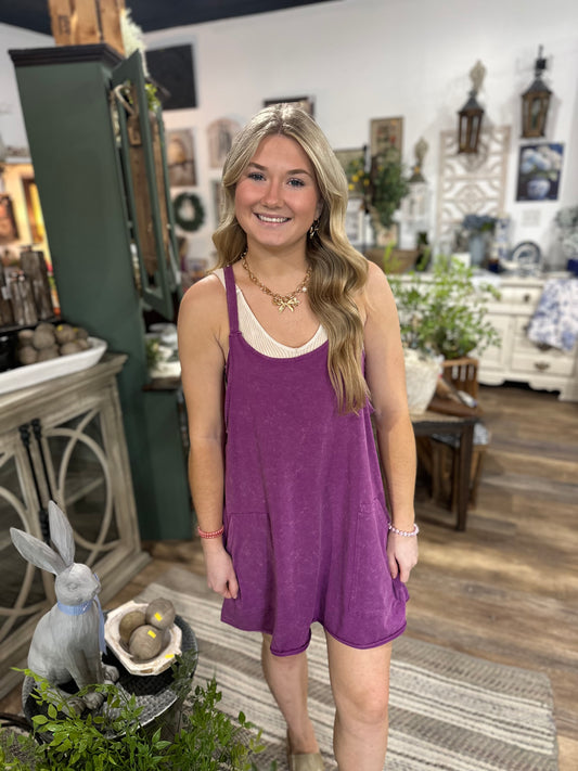 Mineral Washed Knit Mini Dress With Shorts