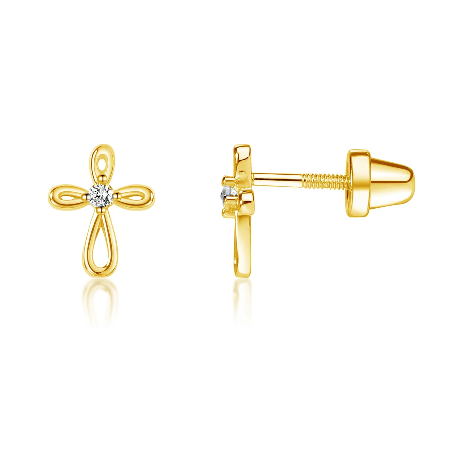 14K Gold Children's Cross Earrings