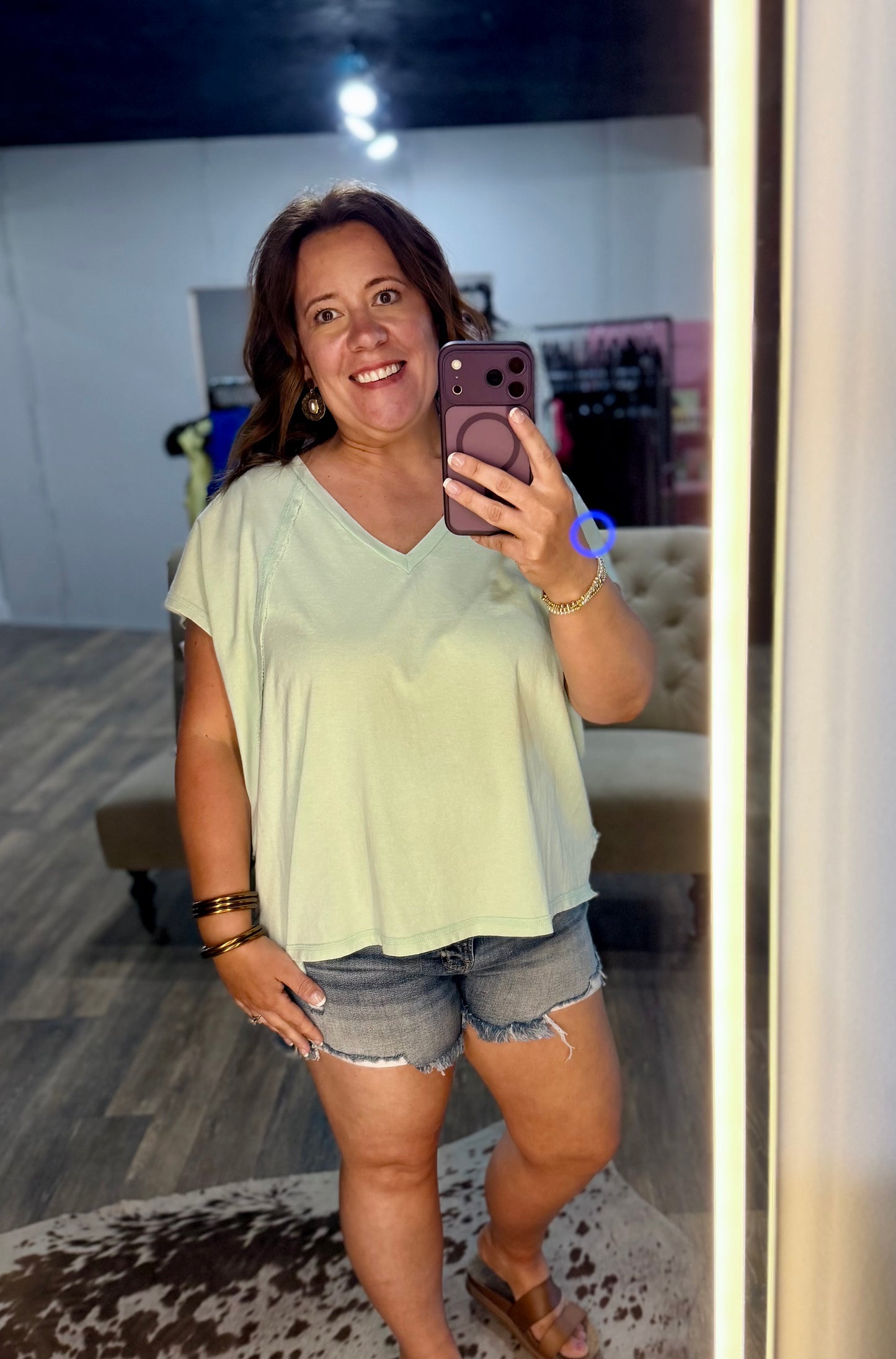 Mint vneck oversized shirt