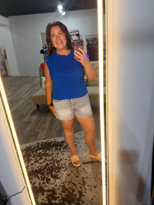 Sleeveless Cotton Top with Pocket