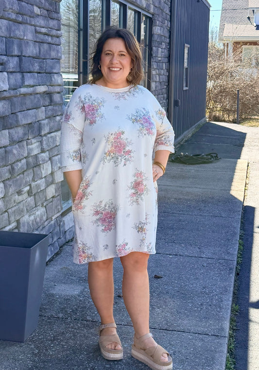 Floral Print Washed Terry Dress