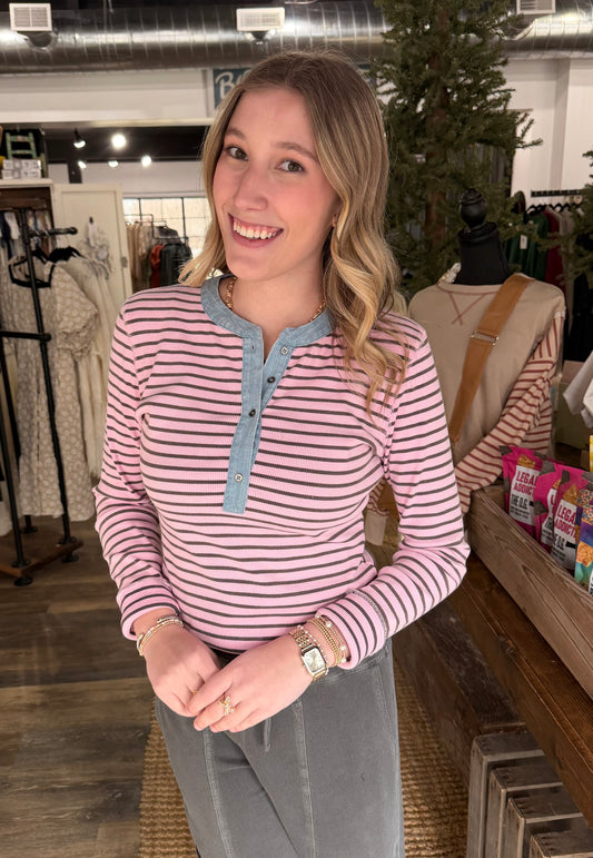 Two Toned Button Down Top